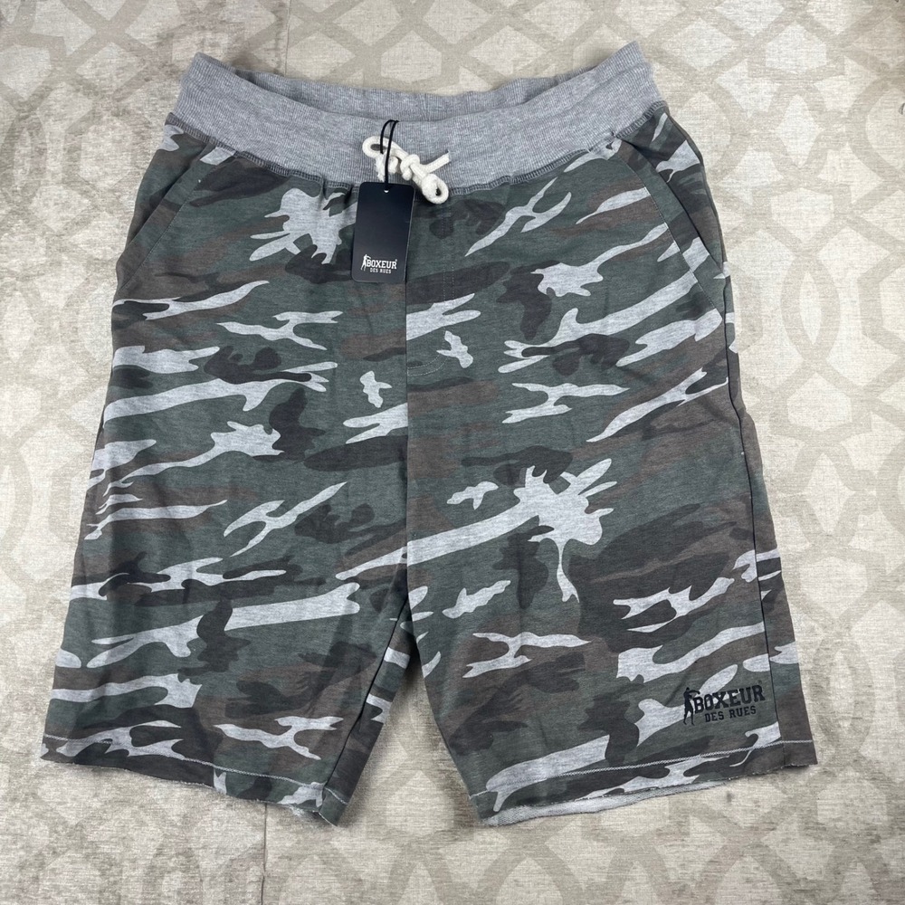 Boxeur Des Rues Camouflage Gym Shorts Men XL Green New Sweat Shorts Cotton Blend